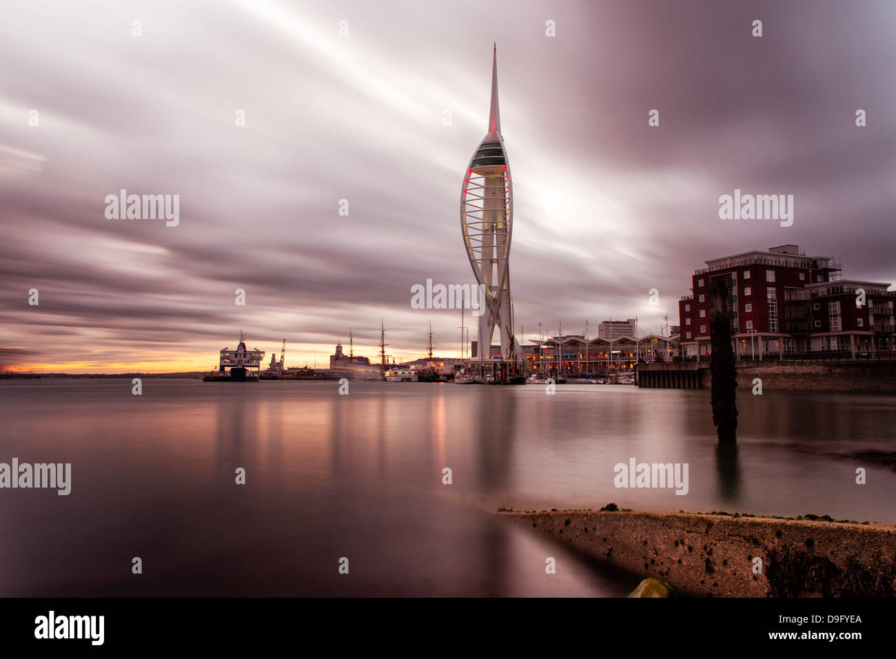 The Spinnaker Tower Portsmouth at dusk, long exposure Stock Photo