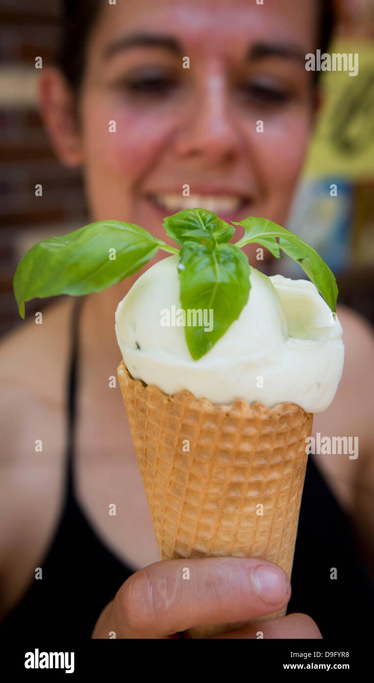 ILLUSTRATION An illustrated picture shows Dora Mendes sampling the