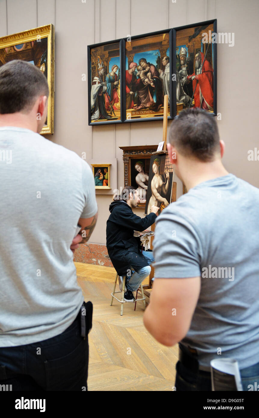 Artist making copy at Musee du Louvre in Paris, France - Jan 2012 Stock ...