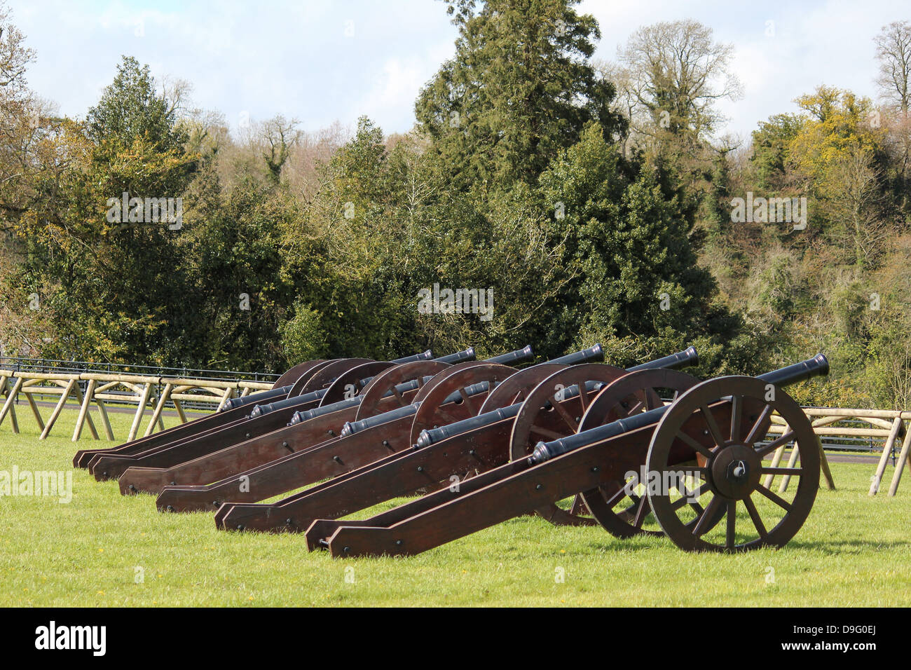 Pictured are cannons placed in front of the Battle of the Boyne museum, Drogheda, Ireland. Stock Photo