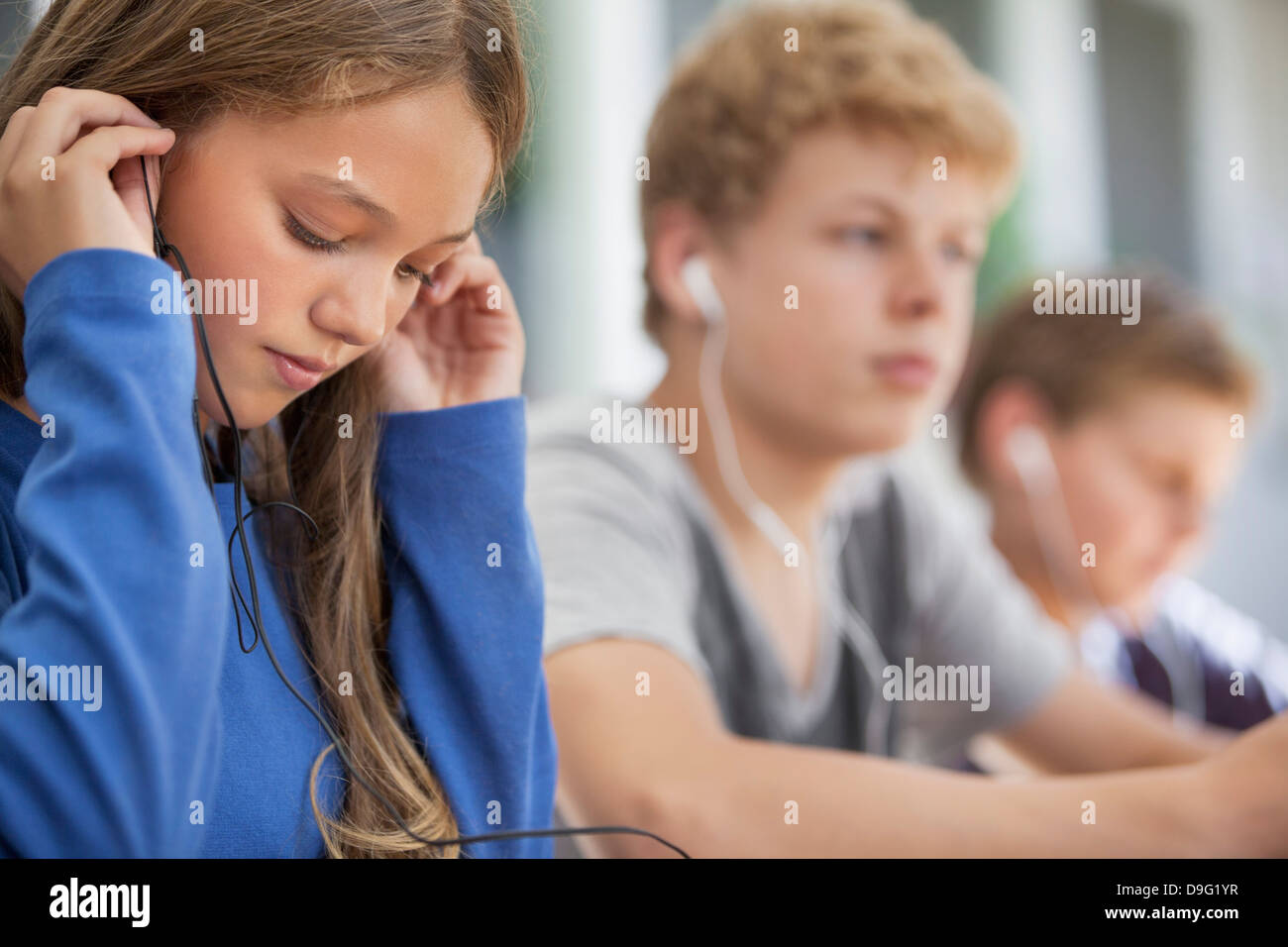 students-listening-to-music-in-a-classroom-stock-photo-alamy