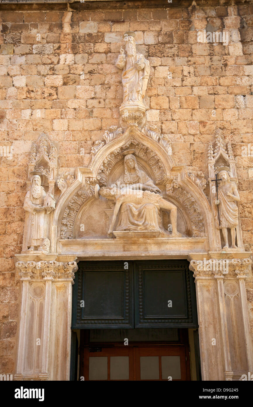 South door of the Franciscan Monastery, Old City, UNESCO World Heritage Site, Dubrovnik, Croatia Stock Photo