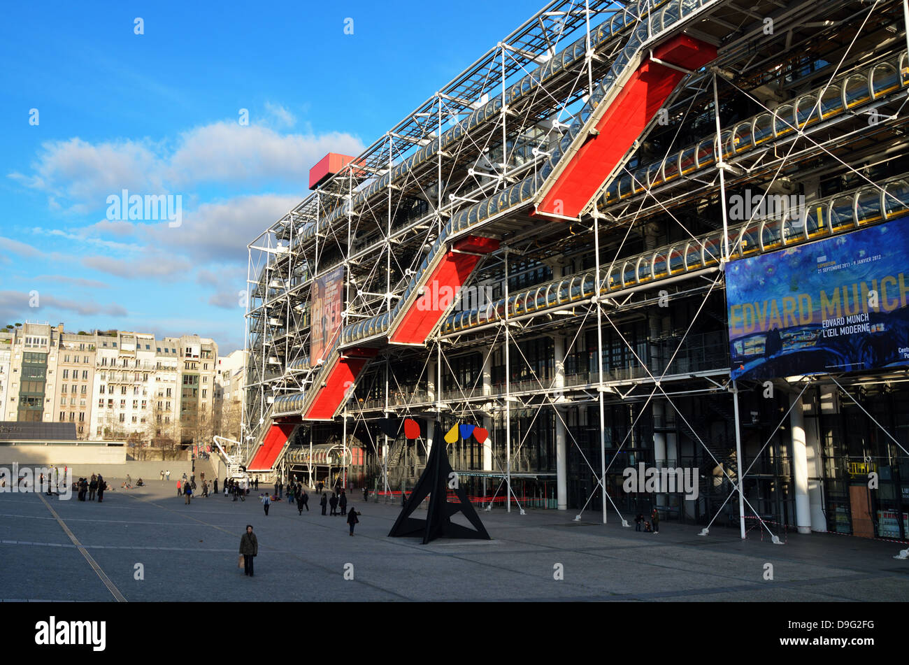 Beaubourg square and George Pompidou Center, Paris, France - Jan 2012 Stock Photo