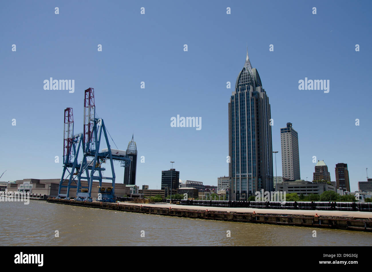Alabama, Mobile., Mobile River city skyline & port area Stock Photo Alamy