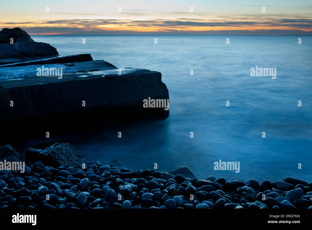 Beach Pier Sunset, seascape Stock Photo