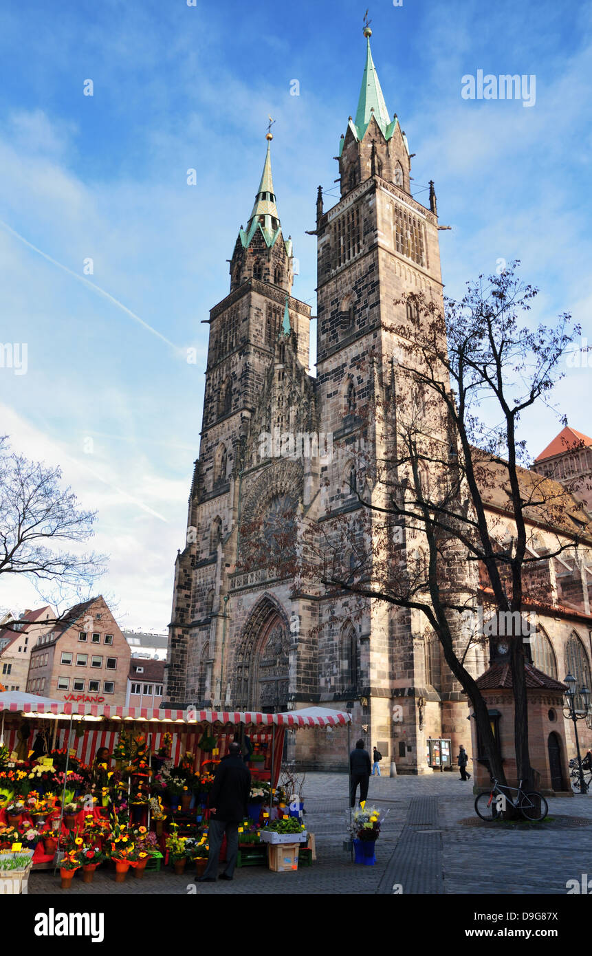 St. Lorenz church in Nuremberg, Bavaria, Germany - Jan 2012 Stock Photo