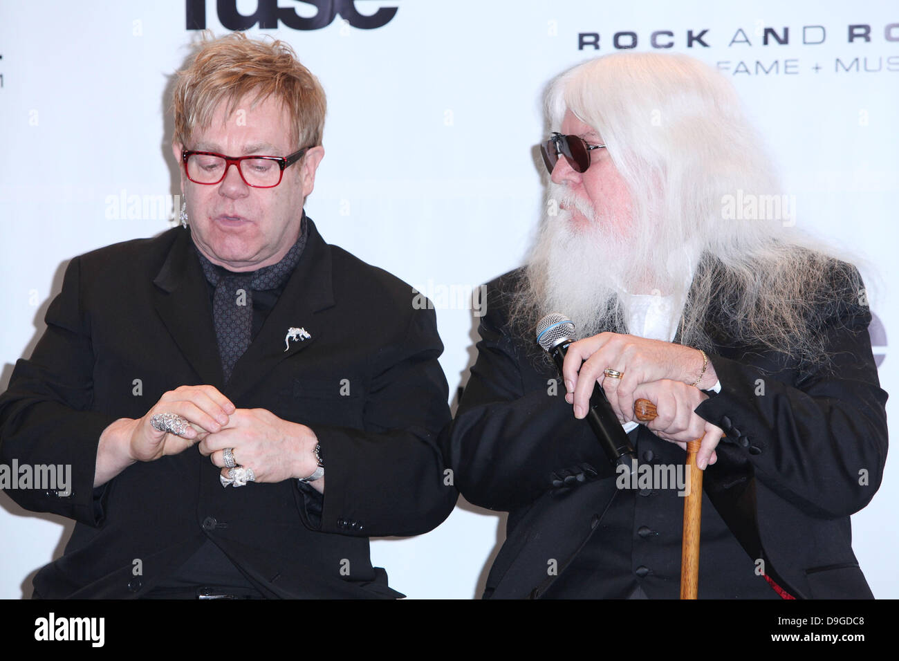 Elton John and inductee Leon Russell                                                    26th Annual Rock And Roll Hall Of Fame Induction Ceremony at the Waldorf Astoria Hotel - Press Room  New York City, USA - 14.03.11 Stock Photo