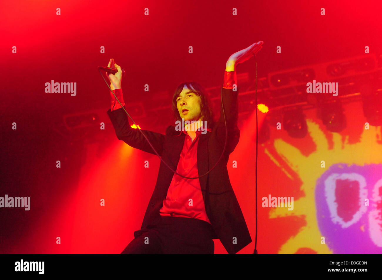 Bobby Gillespie,  of Primal Scream performing their Screamadelica Live tour  at the O2 Arena. Birmingham, England - 15.03.11 Stock Photo