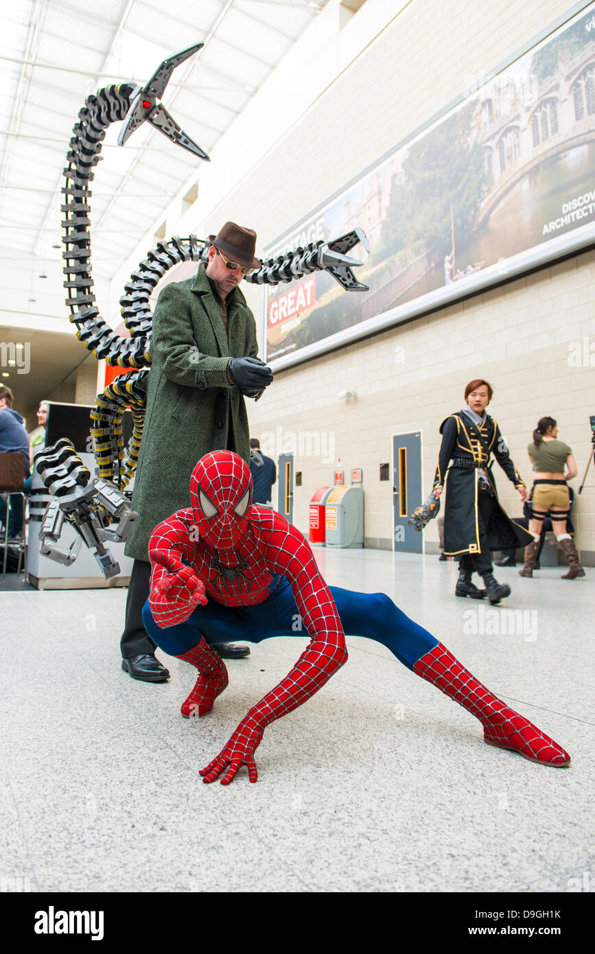 London Uk May 26 Spiderman And Doctor Octopus Cosplayers Posing
