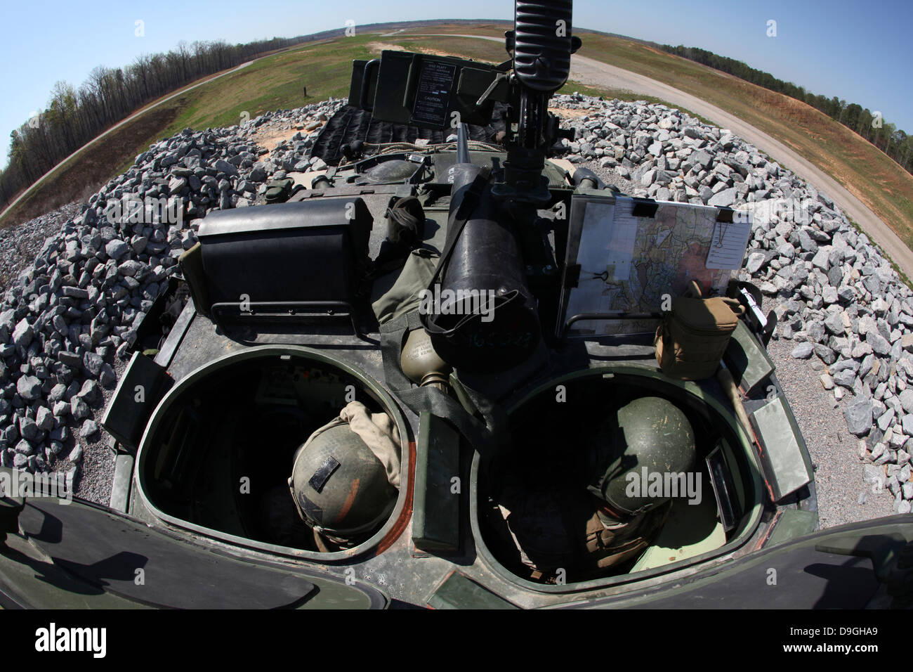 April 2, 2010 - Light Armored Vehicle gunners prepare to calibrate their sights at Fort Pickett, Virginia. Stock Photo