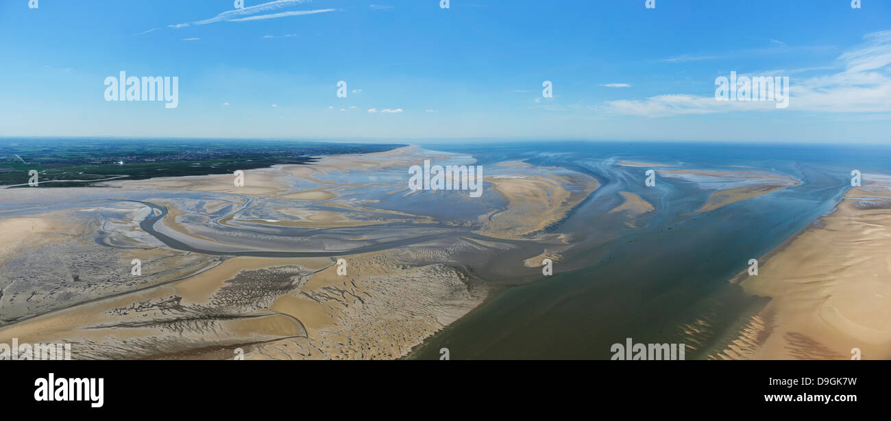 Aerial panorama of the Ribble Estuary Stock Photo