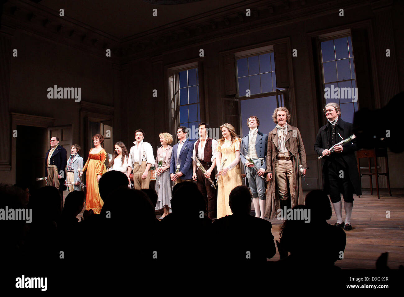 Glenn Fleshler, Noah Robbins, Margaret Colin, Bel Powley, Raul Esparza, Lia Williams, Billy Crudup, Tom Riley, Grace Gummer, David Turner, Byron Jennings and Edward James Hyland  Opening night of the Broadway production of 'Tom Stoppard's Arcadia' at the Ethel Barrymore Theatre - Curtain Call. New York City, USA - 17.03.11 Stock Photo