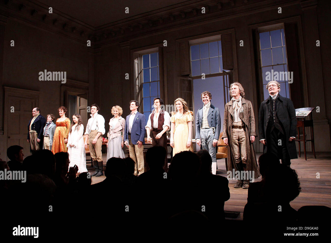 Glenn Fleshler, Noah Robbins, Margaret Colin, Bel Powley, Raul Esparza, Lia Williams, Billy Crudup, Tom Riley, Grace Gummer, David Turner, Byron Jennings and Edward James Hyland Opening night of the Broadway production of 'Tom Stoppard's Arcadia' at the Ethel Barrymore Theatre - Curtain Call. New York City, USA - 17.03.11 Stock Photo