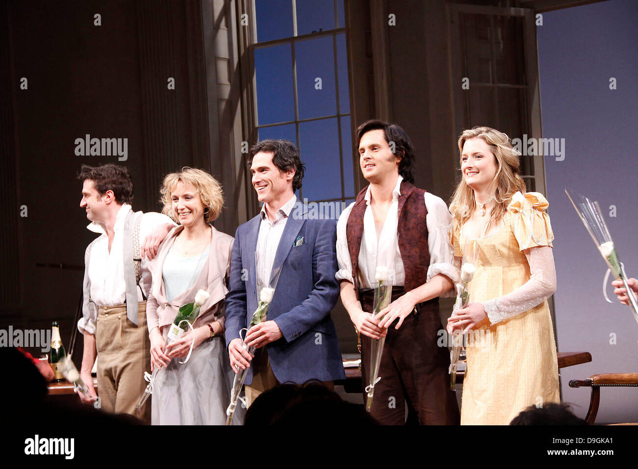 Raul Esparza, Lia Williams, Billy Crudup, Tom Riley and Grace Gummer  Opening night of the Broadway production of 'Tom Stoppard's Arcadia' at the Ethel Barrymore Theatre - Curtain Call. New York City, USA - 17.03.11 Stock Photo