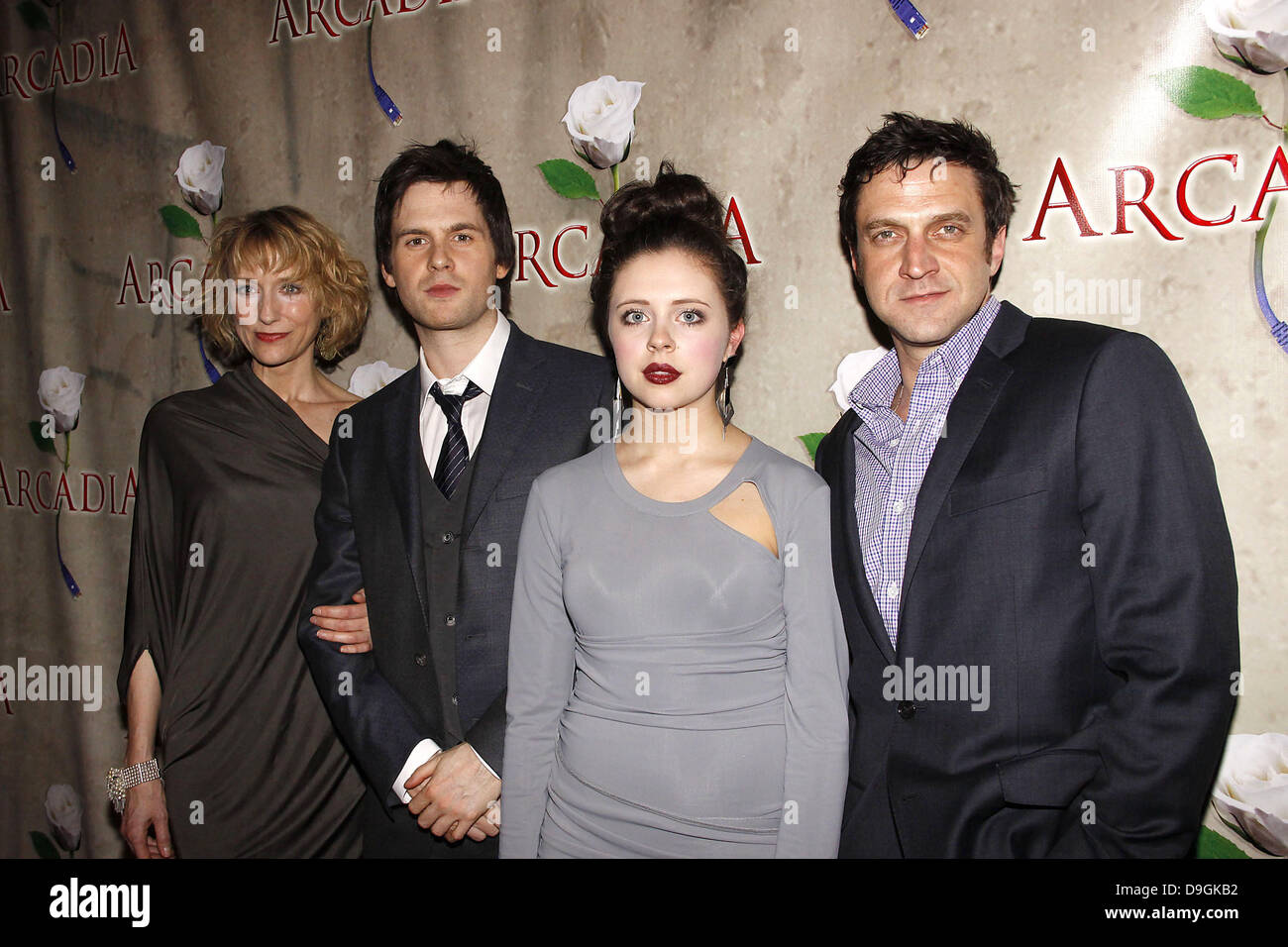 Lia Williams, Tom Riley, Bel Powley and Raul Esparza  Opening night after party for the Broadway production of 'Tom Stoppard's Arcadia' held at Gotham Hall. New York City, USA - 17.03.11 Stock Photo