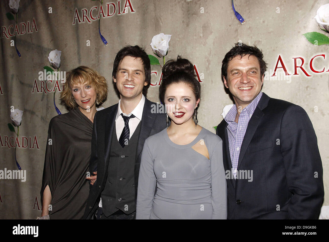 Lia Williams, Tom Riley, Bel Powley and Raul Esparza  Opening night after party for the Broadway production of 'Tom Stoppard's Arcadia' held at Gotham Hall. New York City, USA - 17.03.11 Stock Photo