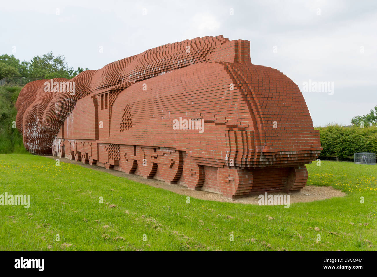 The Train a sculpture by sculptor David Mach built using bricks at Morton Park Darlington Co. Durham Stock Photo