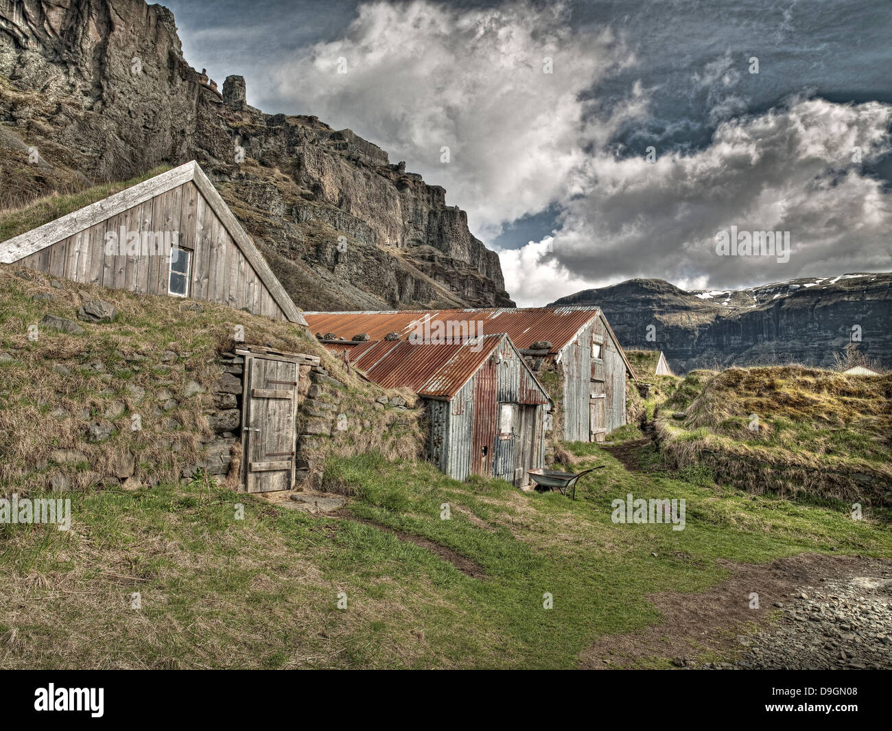 Old farm houses, Nupsstadur, Iceland Stock Photo
