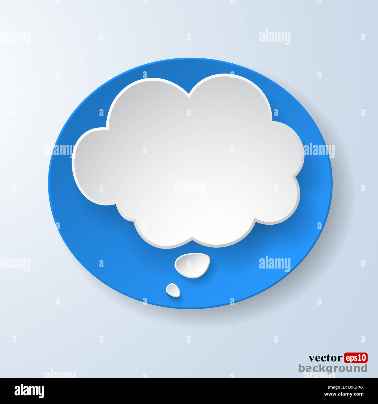 Abstract paper speech bubble on light blue background. Vector eps10 ...