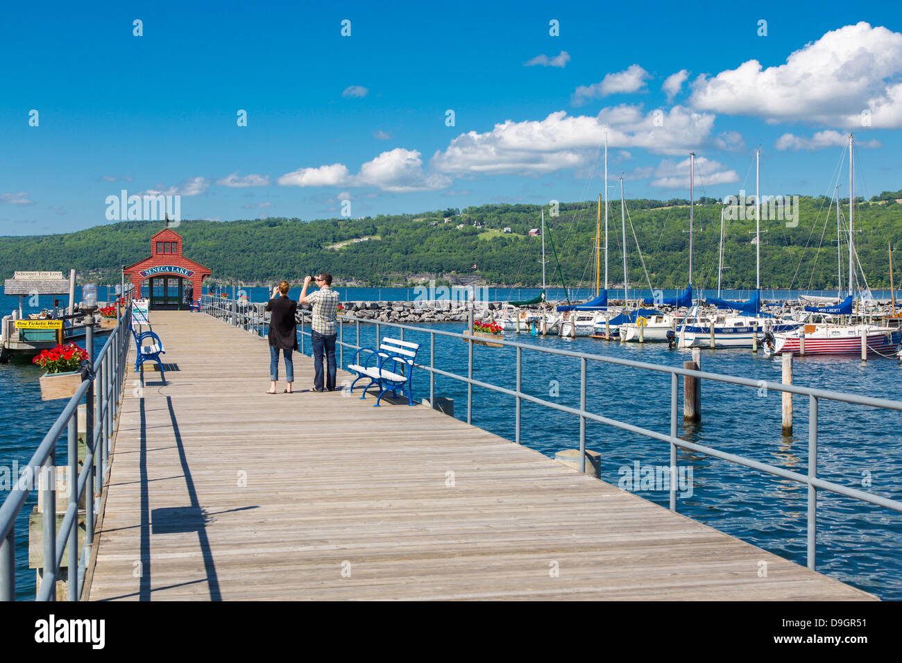 Waterfront harbor area on Seneca Lake in Watkins Glen in the Finger