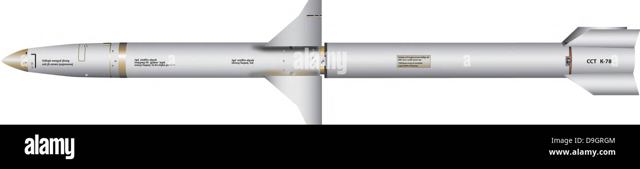 Illustration of an AGM-88 High-speed Anti-Radiation Missile (HARM). Stock Photo