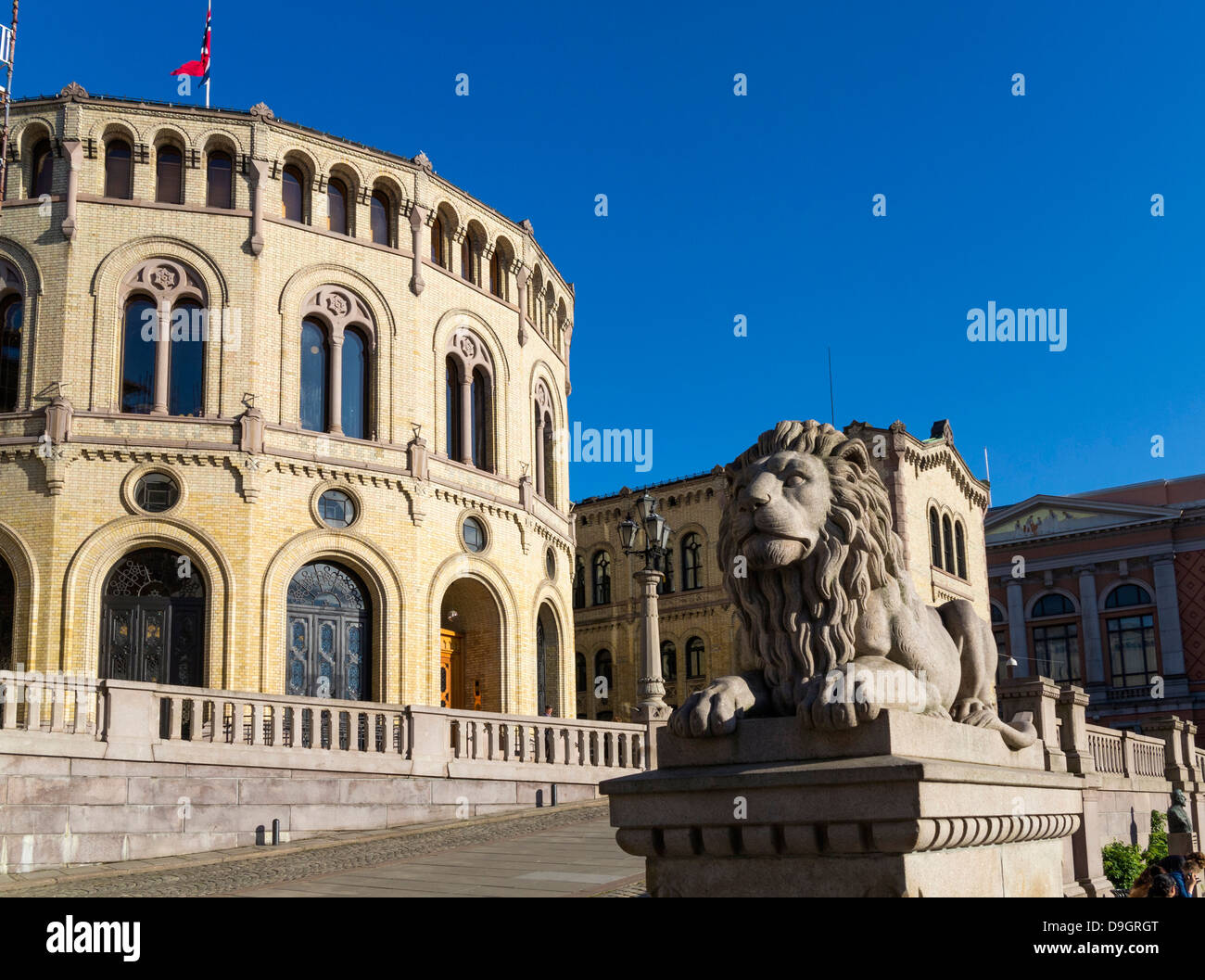 Norwegian Parliament building in Oslo, Norway, known as the Storting or Stortinget Stock Photo