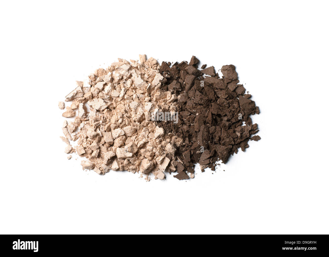 pile of loose dark eyeshadow powder cut out onto a white background Stock Photo