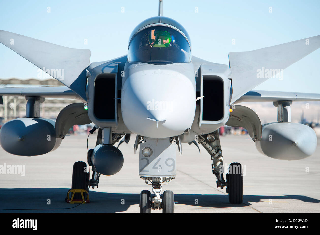 A Saab JAS-39C Gripen of the Swedish Air Force. Stock Photo