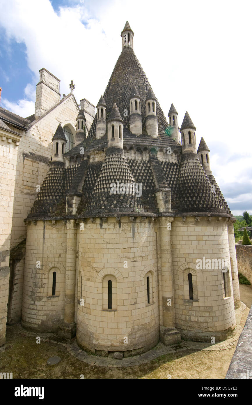 the 'Evrault-Tower', romanesque kitchen building of the monastery at Fontevraud, France Stock Photo