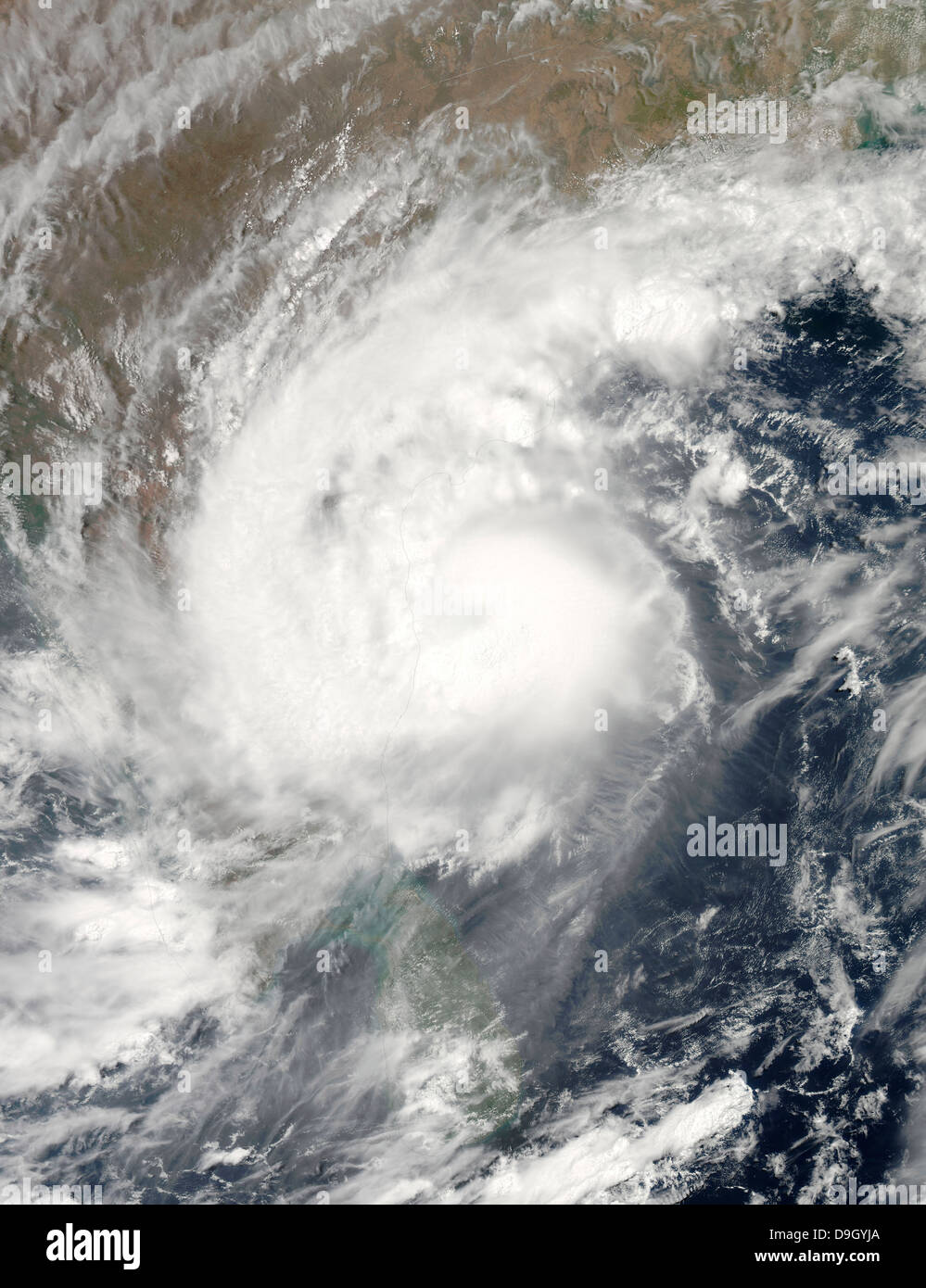 Tropical Cyclone Laila hovers over the eastern coastline of India and the Bay of Bengal, and skirted Sri Lanka. Stock Photo