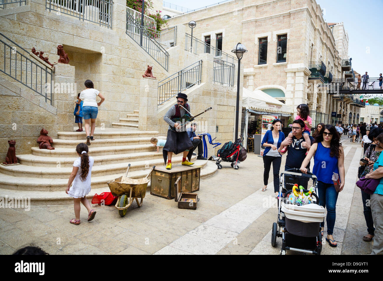 Street performance at Mamila street, Jerusalem, Israel. Stock Photo