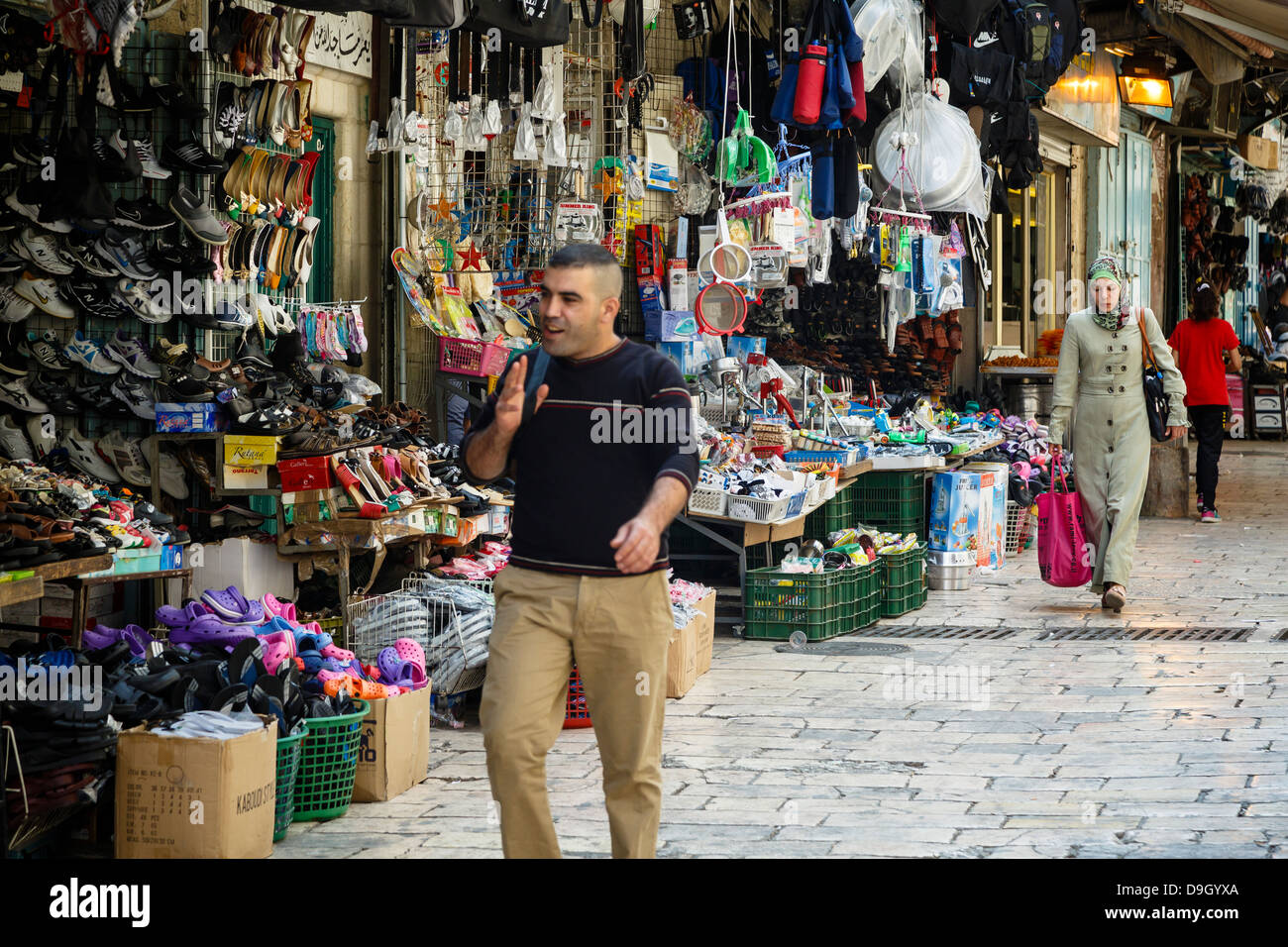 Market in the muslim quarter in old city, Jerusalem, Israel. Stock Photo