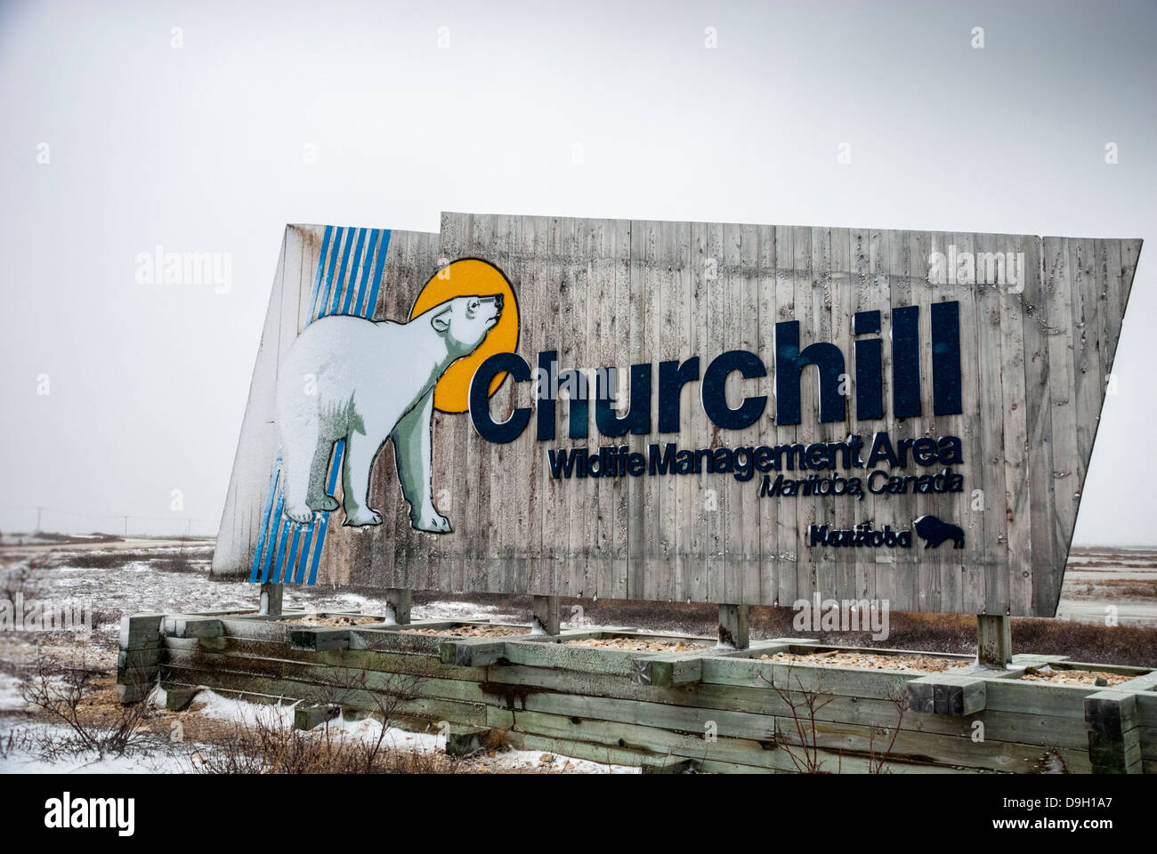 Sign for the Churchill Wildlife Management Area, Wapusk National Park, Manitoba, Canada Stock Photo