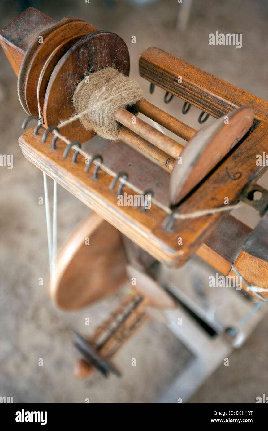 Old distaff used to manufacture textile crafts Stock Photo