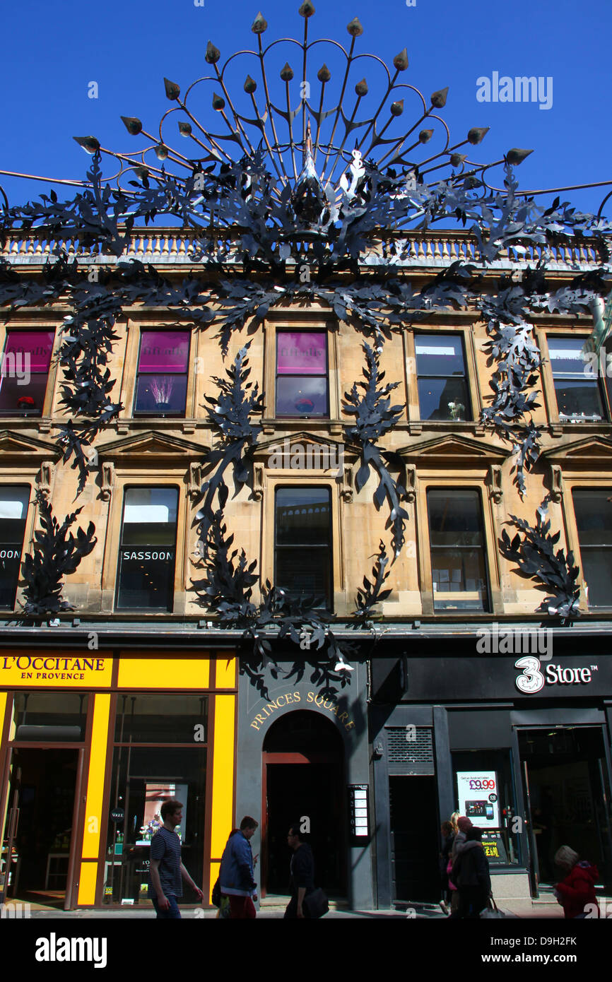 Elaborate decorative ironwork on Princes Square Buchanan Street Glasgow Stock Photo