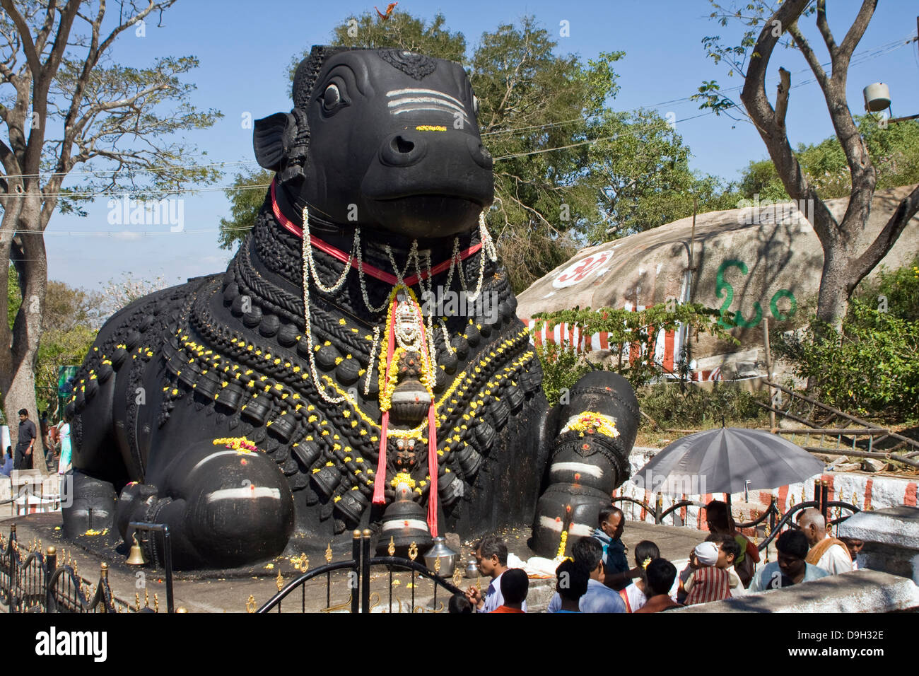 Asia, India, Karnataka, Mysore, Chamundi Hill, Nandi Statue Stock Photo