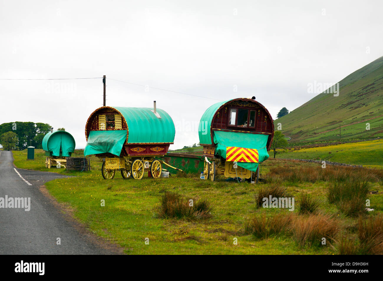 Gypsy caravan cart wagons, waggons and vardos Cumbria, Lake District National Park, Lakeland, UK, England Stock Photo