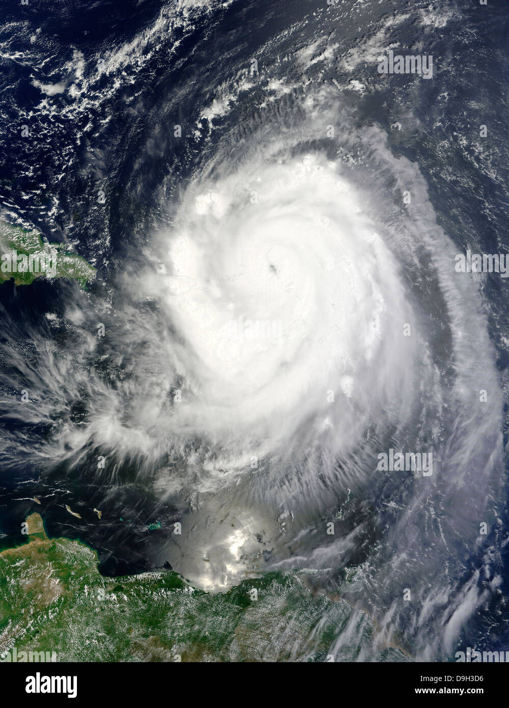 August 30, 2010 - Hurricane Earl swirls over Puerto Rico and the Leeward islands. Stock Photo