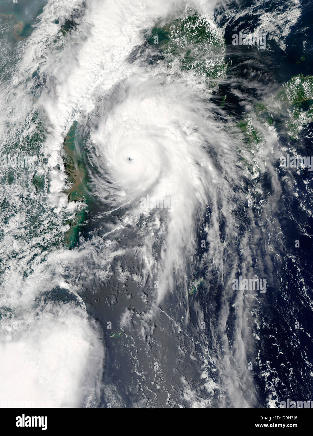 September 1, 2010 - Typhoon Kompasu approaching the Korean peninsula and China from the East China Sea Stock Photo