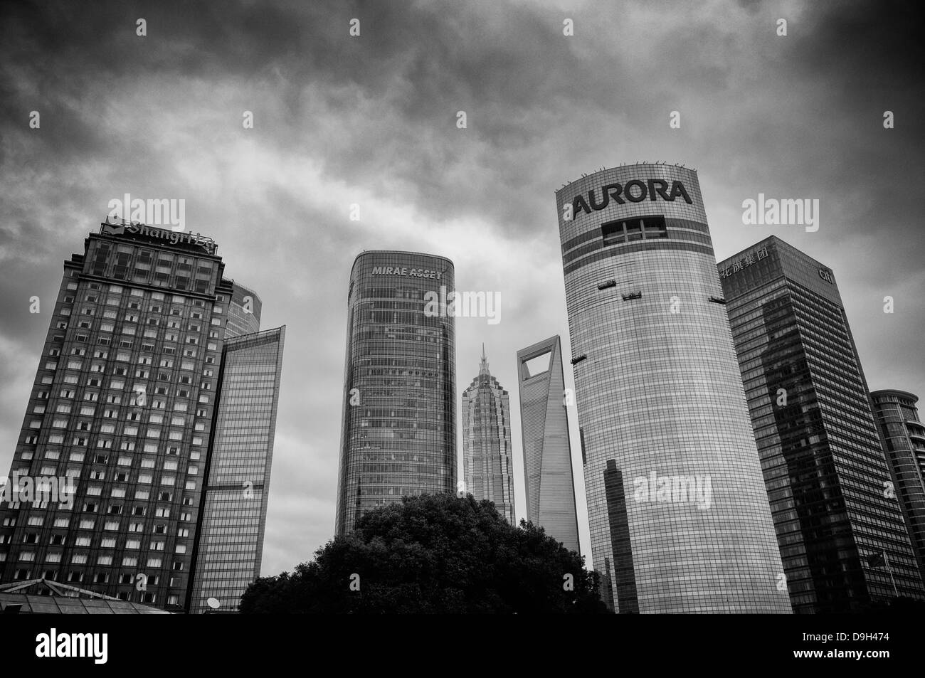 Shanghai pudong china skyscrapers Black and White Stock Photos & Images ...