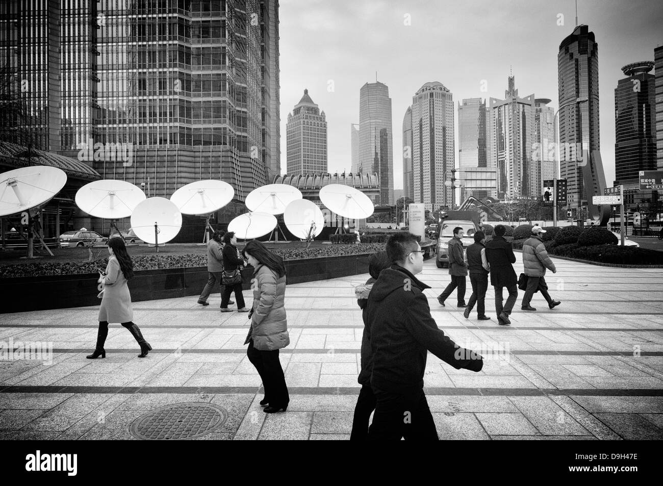Shanghai pudong china skyscrapers Black and White Stock Photos & Images ...