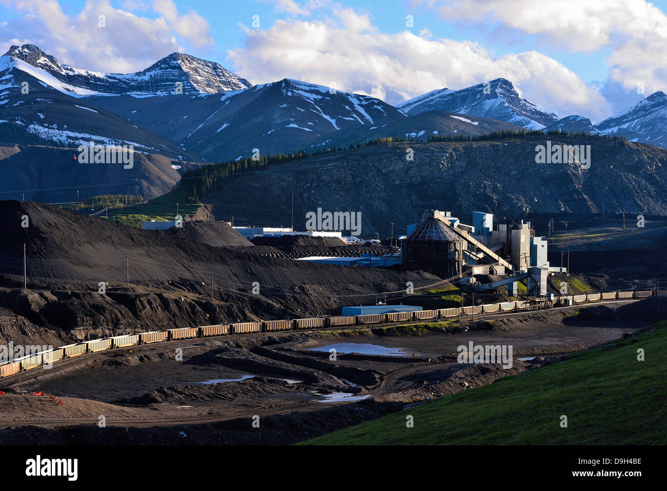 A coal processing plant nestled in the rocky mountains of Alberta Canada near the town of Hinton. Stock Photo