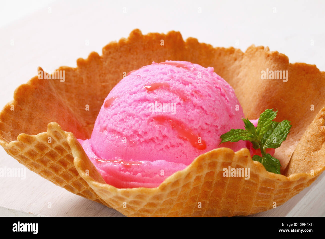 Fruit ice cream in a wafer bowl Stock Photo