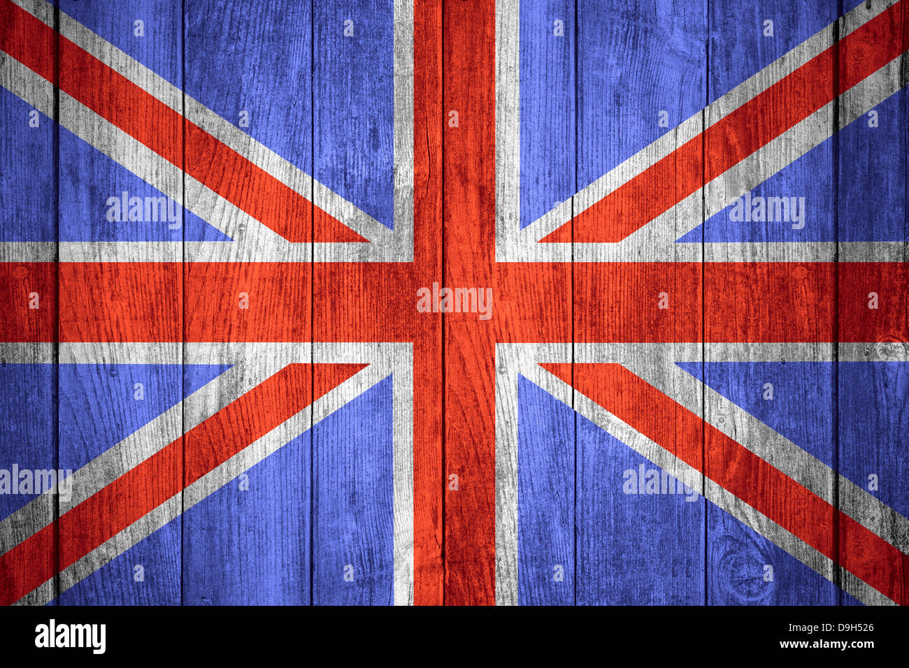 United Kingdom flag or Great Britain banner on wooden background Stock Photo