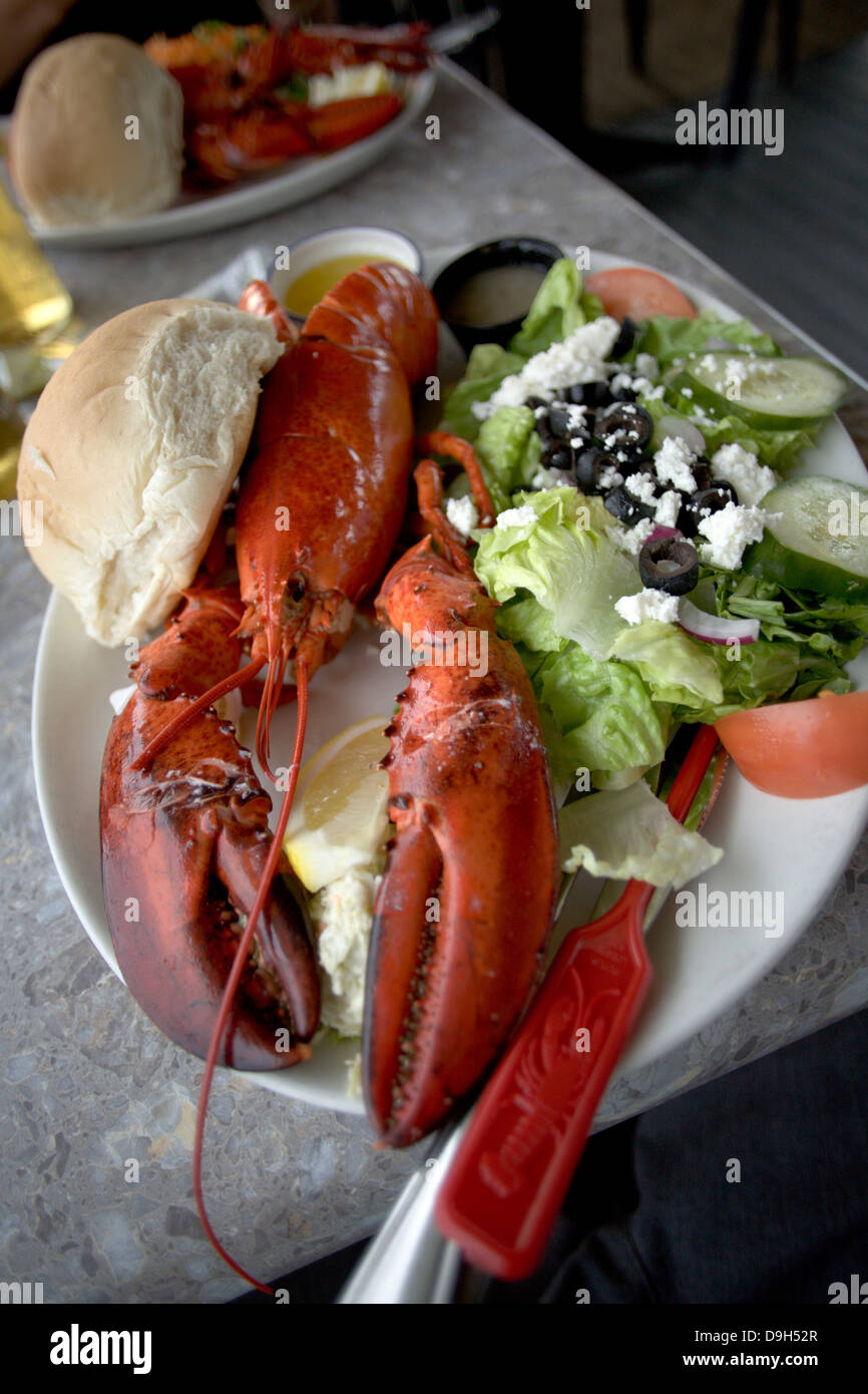A cooked Shediac Lobster at the Sandbar restaurant in Shediac, New