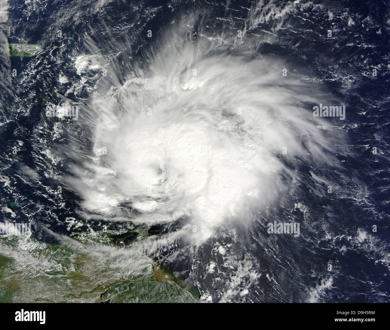 October 30, 2010 - Hurricane Tomas over the Lesser Antilles. Stock Photo