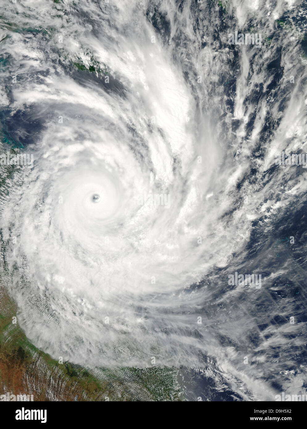 February 2, 2011 - Tropical Cyclone Yasi approaching the east coast of Australia. Stock Photo