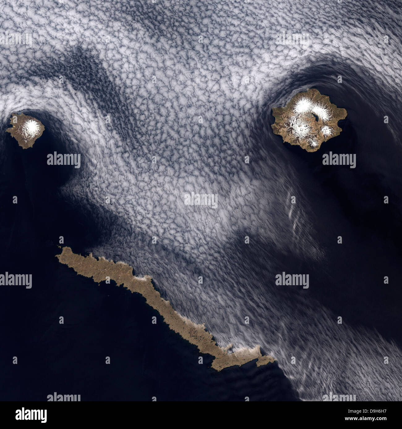 Satellite image of Semisopochnoi Island in the western Aleutian Islands of Alaska Stock Photo