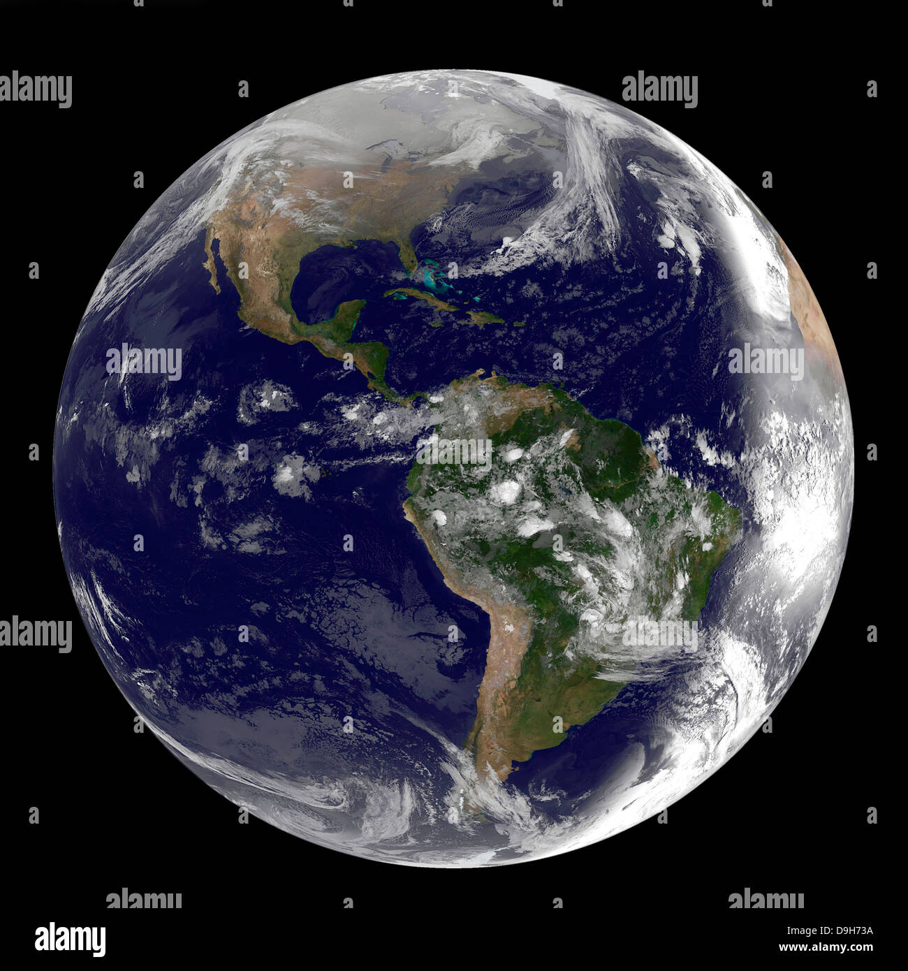 Full Earth showing North and South America on March 2, 2010. Stock Photo