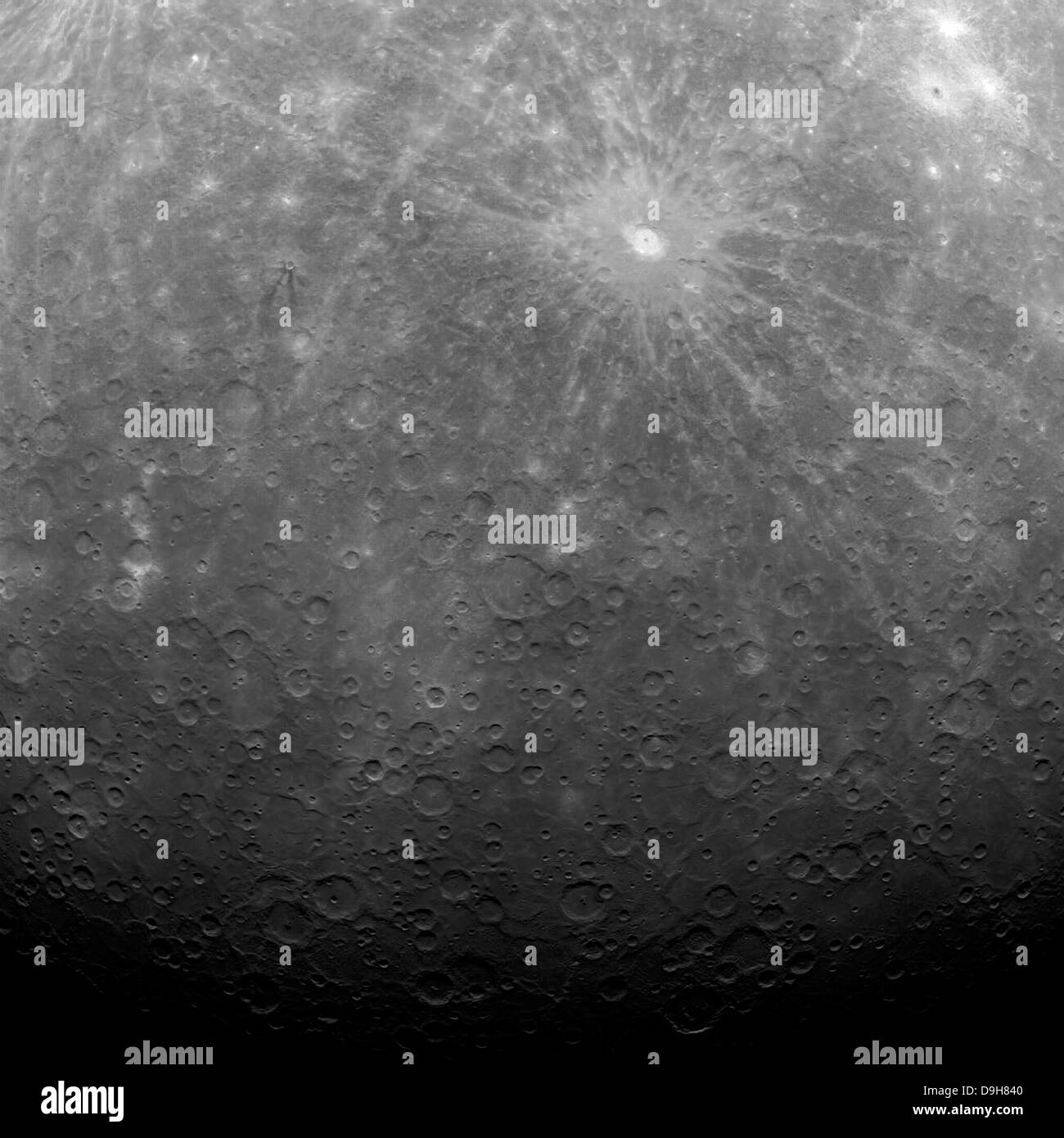 View of the surface of Mercury, taken in orbit from the MESSENGER spacecraft. Stock Photo